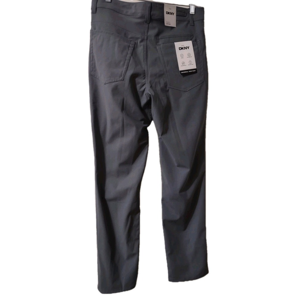 DKNY Pants Men's Sz 33x30 Stretch Slim Fit Gray 6 Pockets 1 Zip Water Repellent